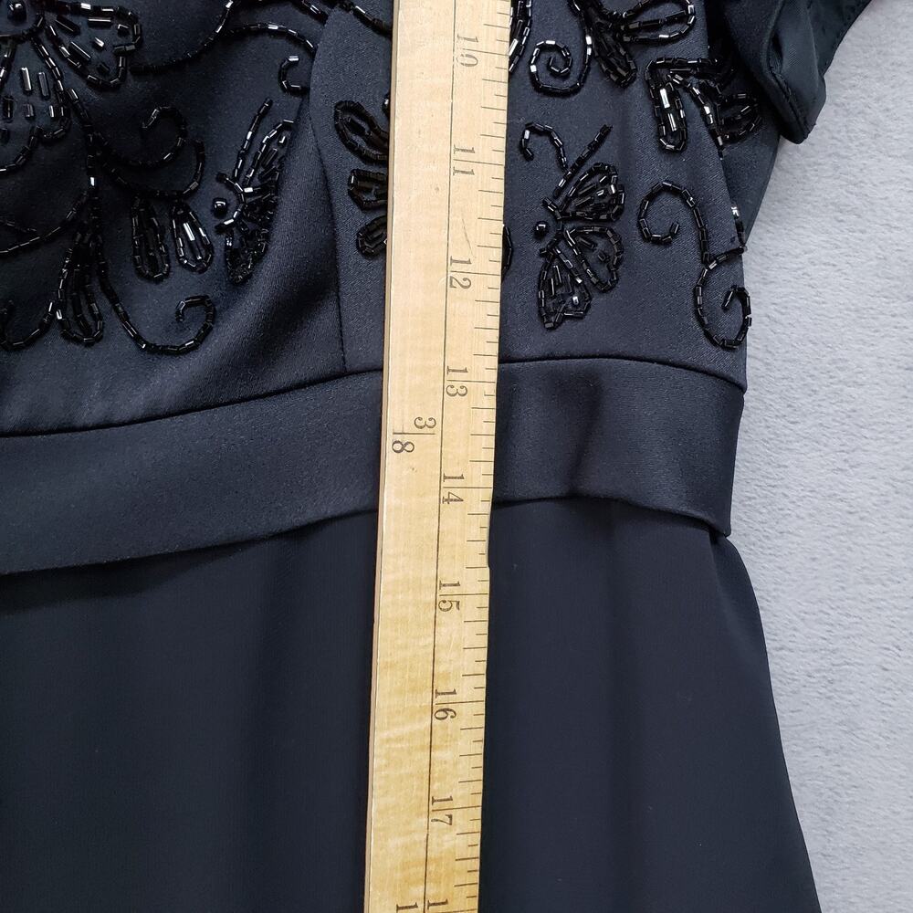 Liz Claiborne Night 14P Petite Black Evening Dress Sequin Bodice Lined Chiffon - Picture 15 of 16